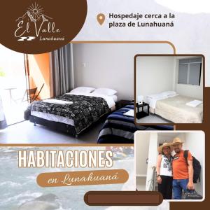 卢那欢纳El Valle Lunahuaná的一张照片,一张酒店客房的照片,配有两张床