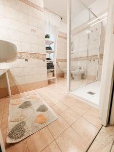 圣马力诺B&B Da Noi的带淋浴、卫生间和盥洗盆的浴室