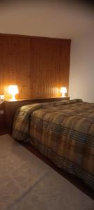 菲利内瓦尔达诺La Mansarda的一间卧室配有一张带两个灯的床