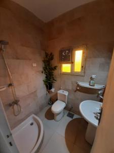 El-QaṭṭaDija's holiday rental的浴室配有卫生间、盥洗盆和浴缸。