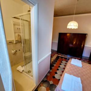 罗马马里蒂住宿装饰时尚旅馆的带淋浴的浴室和玻璃门