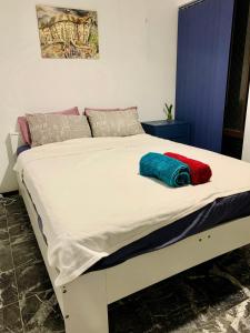 珀斯Queen Size Bedroom Near Sawn River的床上有2个枕头