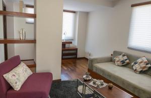 拉巴斯HB Apartament Sopocachi的客厅配有沙发和桌子