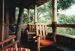 KinkiziBwindi My Home的一个带椅子和一棵树的房子的门廊