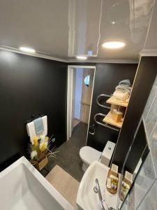 瓦尔加Korter asukohaga Valga Linn的浴室配有白色水槽和卫生间。