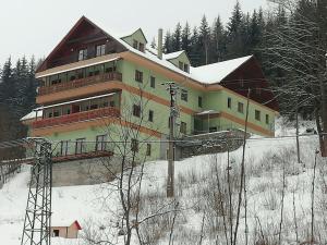 小莫拉夫卡Apartmány Karlov pod Pradědem的雪中山丘上的房屋