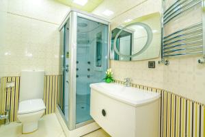 巴库Luxary Home VIP Apartment的浴室配有卫生间、盥洗盆和淋浴。