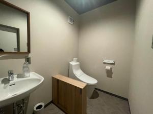 淡路8point resort Awaji的一间带水槽、卫生间和镜子的浴室