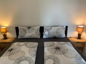 奥斯纳布吕克Apartment Elisa的一间卧室配有一张带两个枕头的床