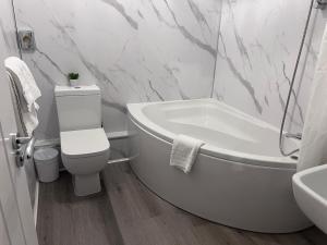 德比阿斯顿柯特酒店的带浴缸、卫生间和盥洗盆的浴室
