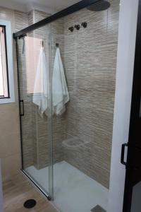 托雷德尔马尔Apartamento Ve&Va的浴室里设有玻璃门淋浴