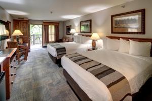 卡斯特Creekside Lodge at Custer State Park Resort的酒店客房设有两张床和电视。