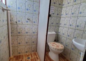 乌尤尼Hostal Golden Quinua的一间带卫生间和水槽的小浴室