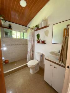 SamanáCasa Kakawa Ecolodge的一间带卫生间和水槽的浴室
