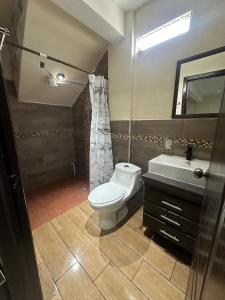 圣胡安拉拉古纳CASA DE DESCANSO TZANJAAY的一间带卫生间和水槽的浴室