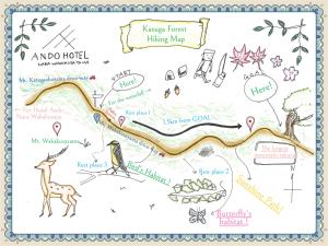 奈良ANDO HOTEL NARA Wakakusayama -DLIGHT LIFE & HOTELS-的护林员森林徒步地图