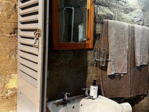 Van ReenenWyford Farm的浴室配有盥洗盆、镜子和毛巾