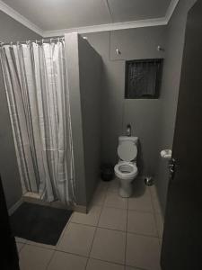 温当瓦Proventures Self-catering House的一间带卫生间和淋浴帘的浴室