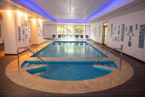 萨尔塔亚历桑德一世酒店的大型客房的游泳池,设有大窗户