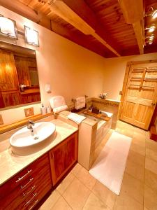 康宁Big Bear Cabin的一间带水槽和台面的浴室