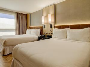 圣地亚哥埃布罗河森林广场酒店的酒店客房设有两张床和窗户。