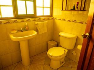 奥克萨潘帕Hospedaje Cattleya的一间带卫生间和水槽的浴室