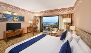 阿斯旺阿斯旺瑞享酒店的酒店客房,配有床和电视