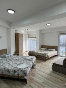 奥赫里德Paradiso Apartments的大房间设有两张床和一张沙发