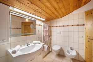 FleresGartnerhof Apt Sonnenblume的一间带水槽和卫生间的浴室