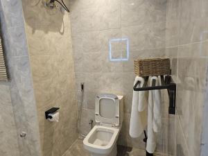 阿布贾Urban View Lodge - Apt.5 Room 1的浴室配有卫生间和毛巾。