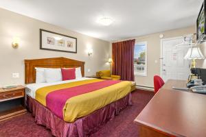 欧文桑德Nights Inn Owen Sound的配有一张床和一张书桌的酒店客房