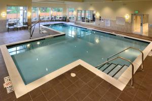 格林斯伯勒格林斯博罗机场希尔顿花园酒店的在酒店房间的一个大型游泳池