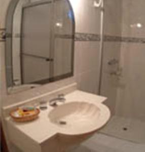 亚松森太阳门酒店的一间带水槽和淋浴的浴室