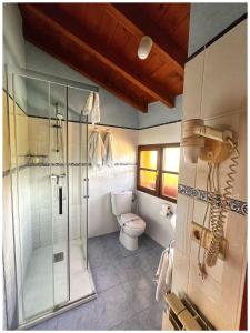 科里奥Casa Rural Los campos的带淋浴和卫生间的浴室