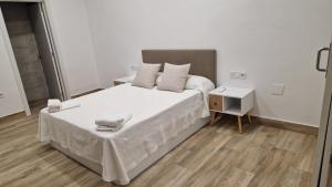马拉加Carmela estudio的一间小卧室,配有床和床头柜