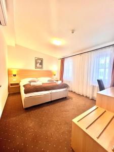 布拉格卡林酒店的酒店客房设有床和窗户。