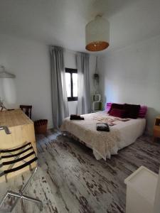 巴塞罗那Apartment Barca 1 Camp Nou的一间卧室设有一张大床和一个窗户。