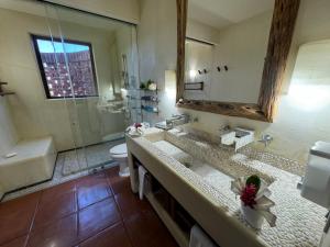 锡瓦塔塔内霍Residences at Las Palmas的一间带水槽、卫生间和镜子的浴室