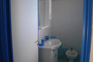 卡斯特里尼亚诺德尔卡波Wohnung in Marina Di Felloniche mit Kleinem Garten的一间带水槽和卫生间的浴室