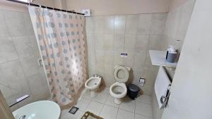 亚松森SOCRA Centro的一间带卫生间和水槽的小浴室