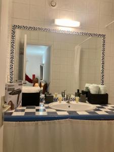 圣马迪拉莫Mas de la pie的一间带水槽和镜子的浴室