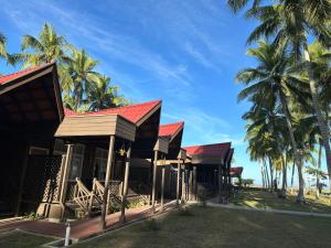 TuaranBorneo Beach & Mangrove Resort的有一排棕榈树的房屋