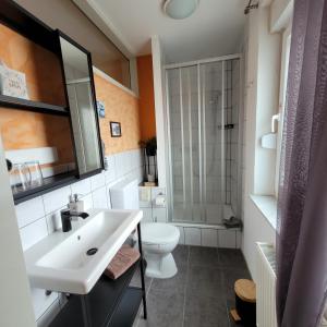 施托尔贝格达门旅馆的一间带水槽和卫生间的浴室