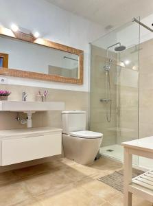 桑帕克Duplex Son Parc Best Sea Views的浴室配有卫生间、盥洗盆和淋浴。