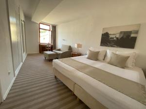 洛帕德Hotel Glavovic的酒店客房带一张大床和一把椅子