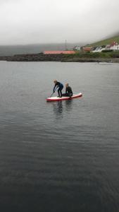 OyndarfjørðurSeaside Cottage的水中双桨板