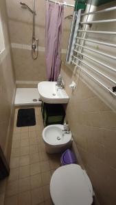 蓬泰代拉Batman secret的一间带卫生间和水槽的小浴室