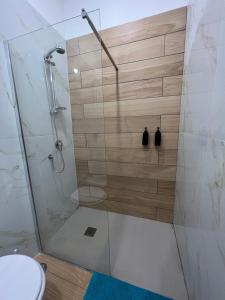 马里利亚诺Da Lello: Luxury Loft strategico的带淋浴的浴室和玻璃门