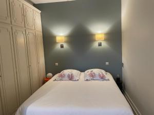 马赛Appartement Hyper Centre-Vieux Port-Place aux Huiles的一间卧室配有一张带两个枕头的床