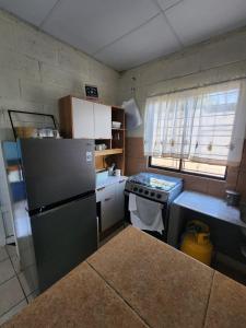 圣安娜Apartamento Américo!的一间带冰箱和炉灶的小厨房